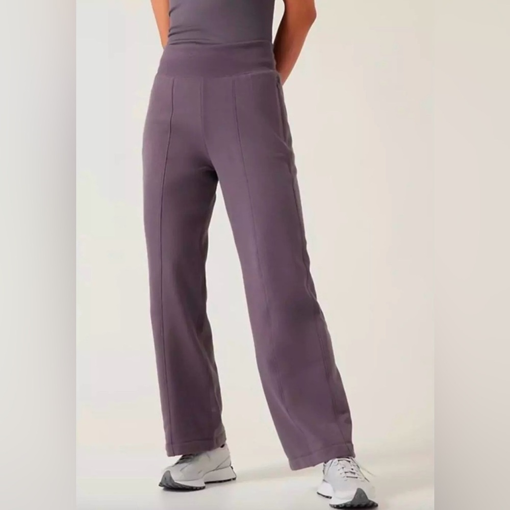 Athleta Retroplush Straight Leg Purple Pockets Elastic Waist Sweatpants NWT 3X